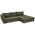 ECKSOFA Olivgrün Flachgewebe  - Silberfarben/Olivgrün, Design, Textil/Metall (306/174cm) - Carryhome