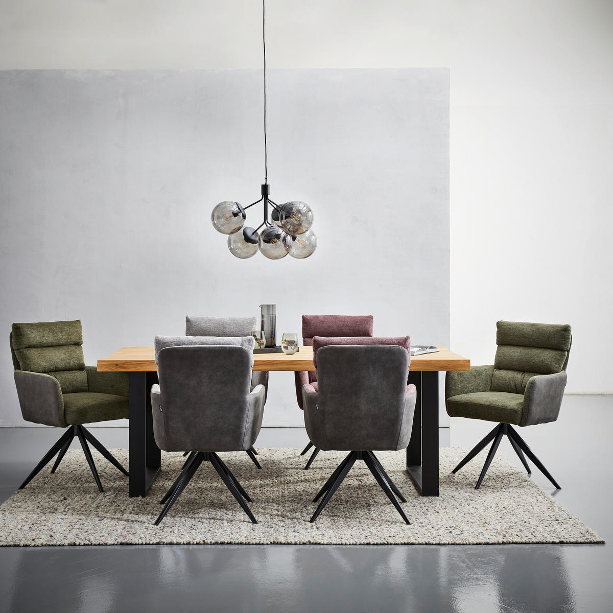 ARMLEHNSTUHL  in Eisen Leinenoptik  - Anthrazit/Lila, Design, Textil/Metall (60/91/67cm) - Novel