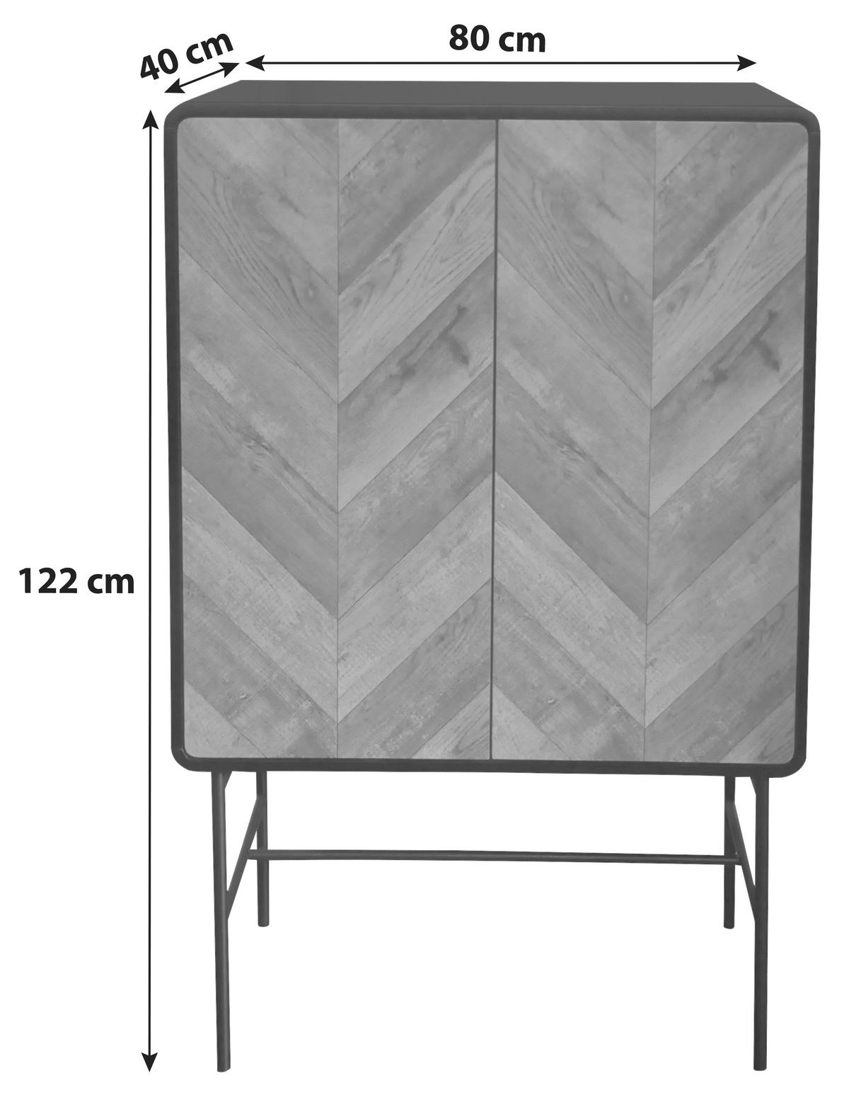 KOMODA, černá, barvy dubu, 80/122/40 cm - barvy dubu/černá, Moderní, kov/kompozitní dřevo (80/122/40cm) - MID.YOU