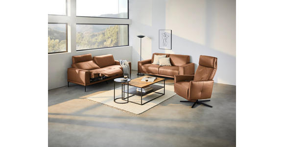 2,5-SITZER in Leder Cognac - Cognac/Schwarz, Design, Leder/Metall (200/102/92cm) - Johann Jakob
