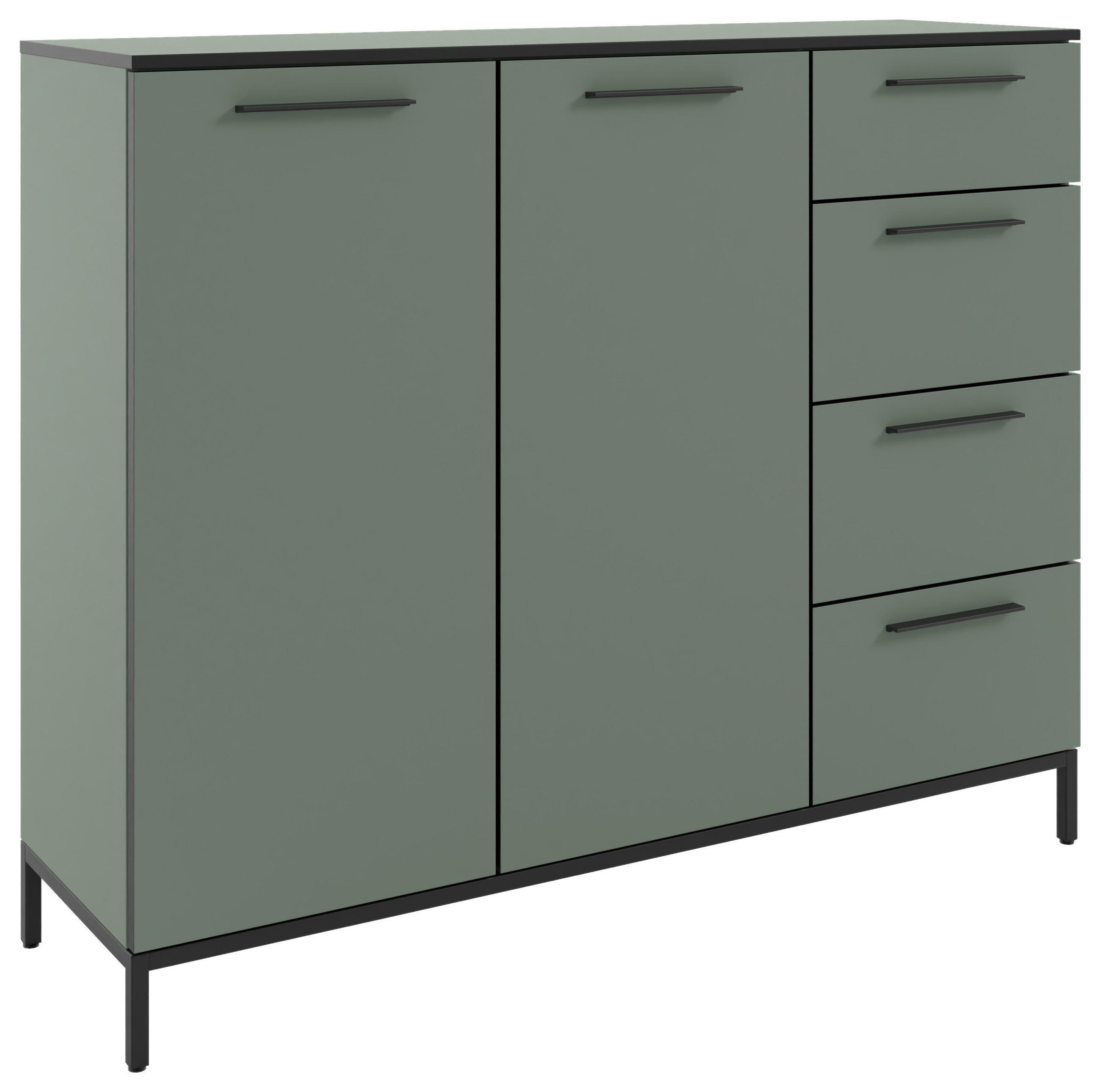 SIDEBOARD Soul  in 135/111/40 cm  - Schilfgrün/Schwarz, MODERN, Holzwerkstoff/Metall (135/111/40cm)