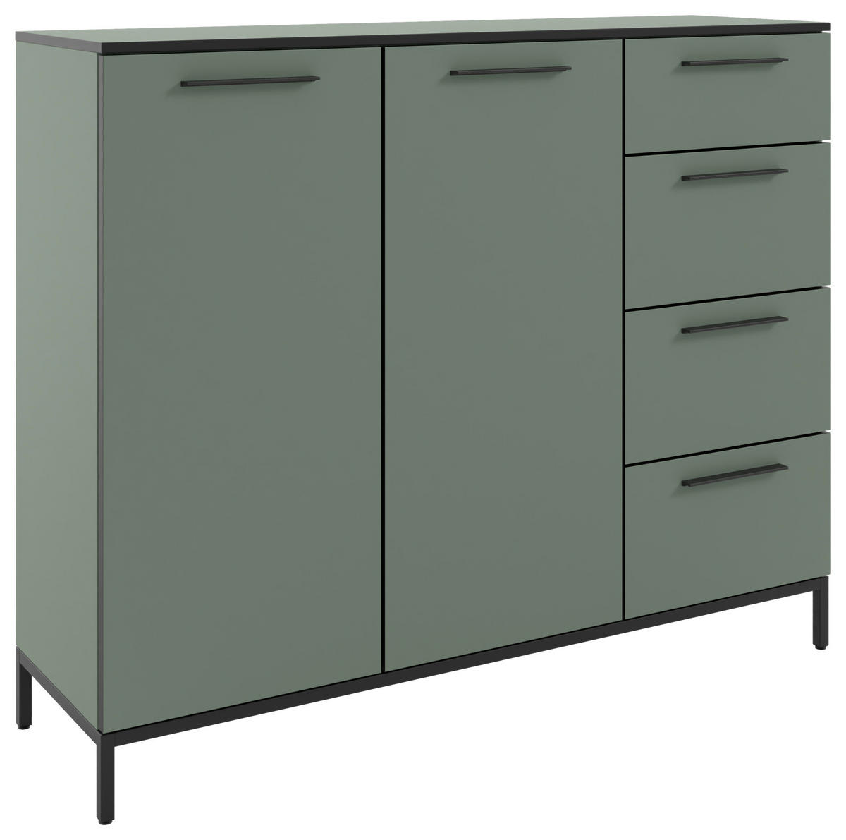 SIDEBOARD Soul  in 135/111/40 cm  - Schilfgrün/Schwarz, MODERN, Holzwerkstoff/Metall (135/111/40cm)