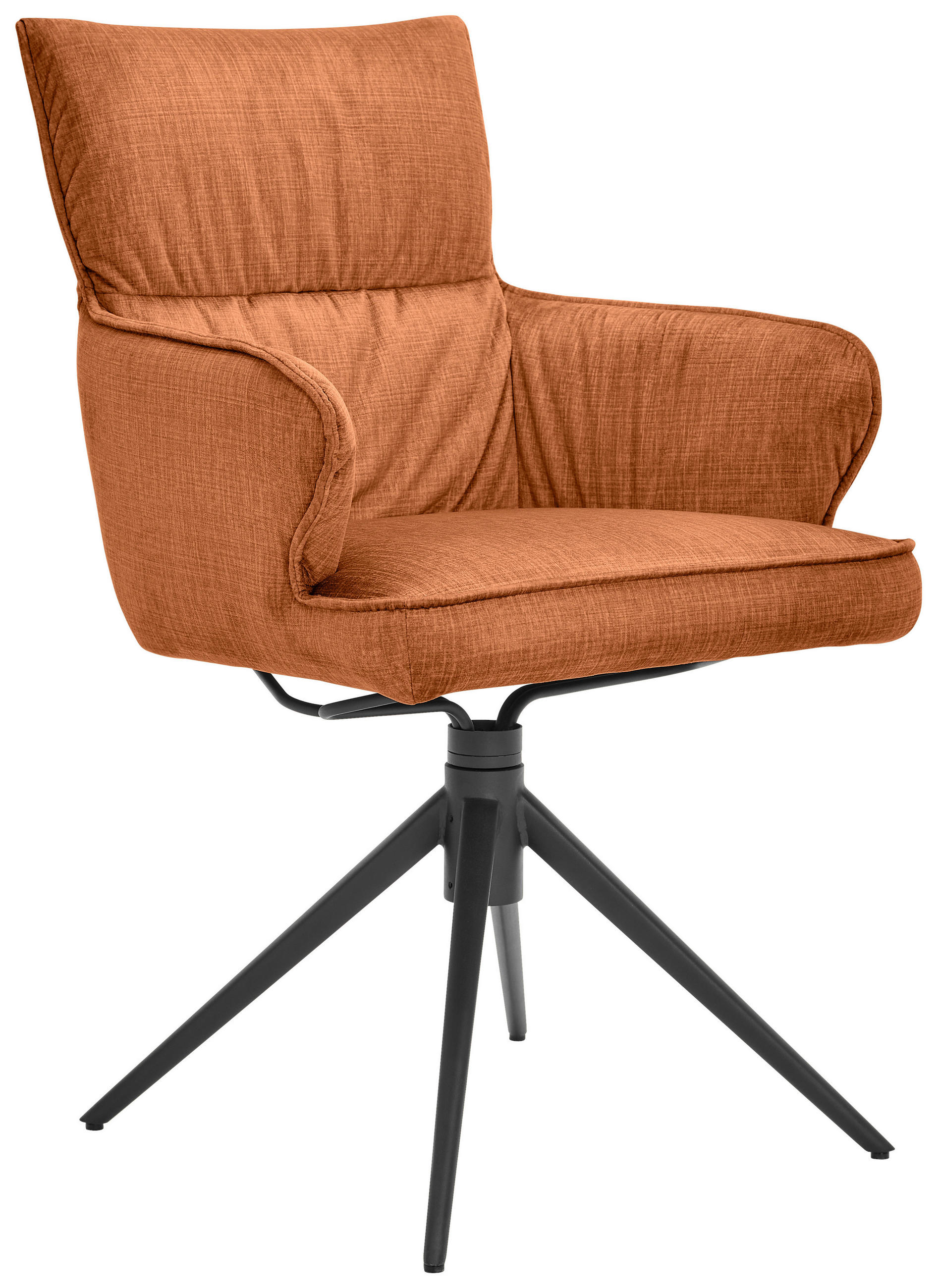 ARMLEHNSTUHL  Typenauswahl, Wippfunktion, Sitzfläche 360° drehbar, automatische Rückholfunktion Velours  Dunkelgelb  - Dunkelgelb/Schwarz, Design, Textil/Metall (58/91/62cm) - Dieter Knoll