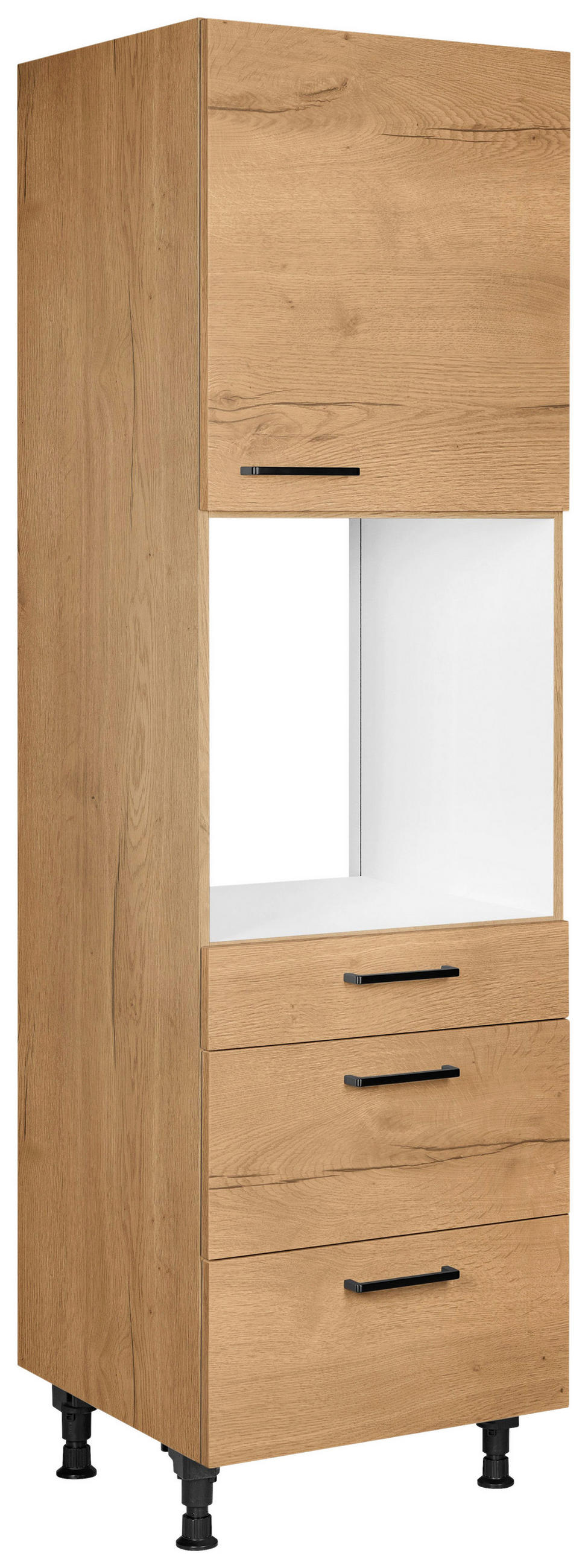 GERÄTEUMBAUSCHRANK 60/216,6/58 cm  in Eichefarben  - Eichefarben/Schwarz, MODERN, Holzwerkstoff/Metall (60/216,6/58cm) - Nobilia