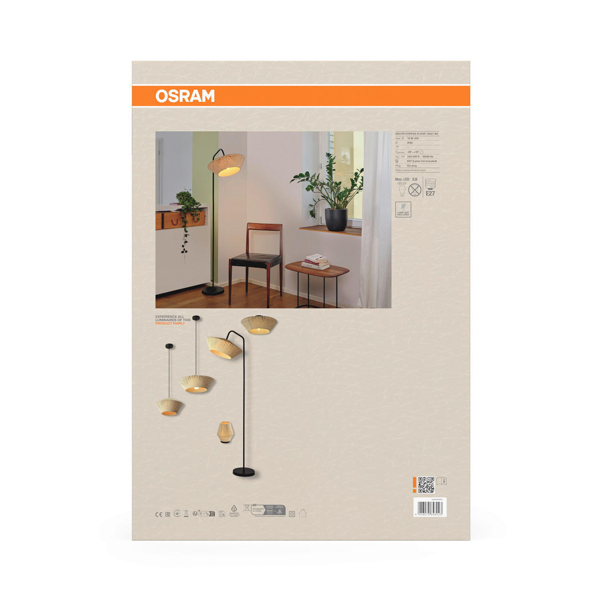 STEHLEUCHTE 40,5/56,8/164 cm    - Beige, Basics, Textil/Metall (40,5/56,8/164cm) - Osram