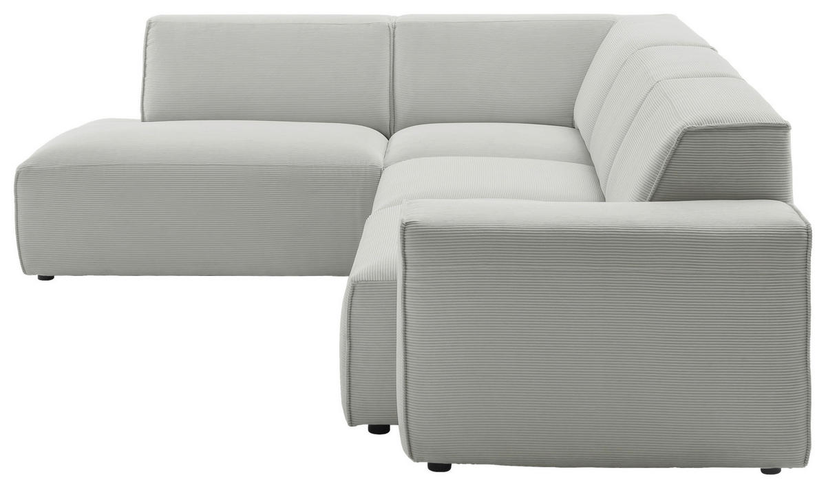 ECKSOFA in Cord Hellgrau  210/270 cm  - Hellgrau/Schwarz, Design, Kunststoff/Textil (210/270cm) - Pure Home Lifestyle