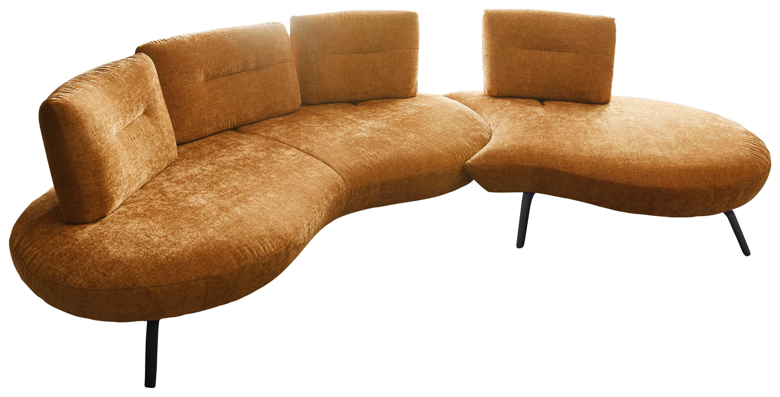 BIGSOFA Flachgewebe Senfgelb  - Senfgelb/Schwarz, Design, Textil/Metall (456/93/138cm) - Moderano