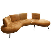 BIGSOFA Flachgewebe Senfgelb  - Senfgelb/Schwarz, Design, Textil/Metall (456/93/138cm) - Moderano