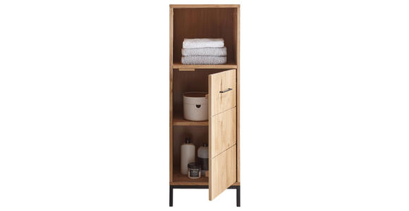MIDISCHRANK 40/115/35 cm  - Wildeiche/Schwarz, Basics, Holz/Metall (40/115/35cm) - Linea Natura