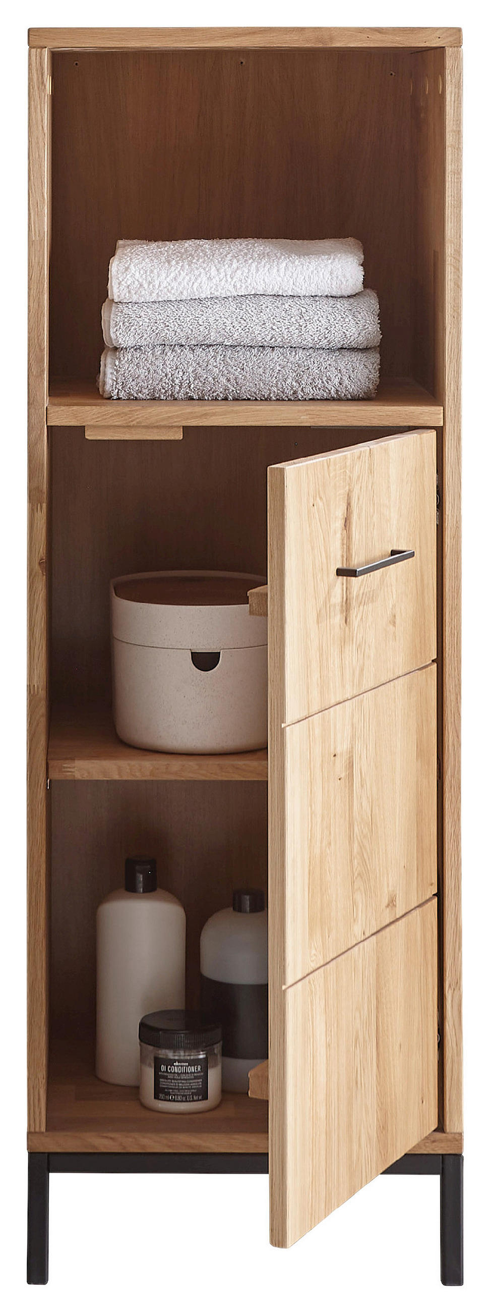 MIDISCHRANK 40/115/35 cm  - Wildeiche/Schwarz, Basics, Holz/Metall (40/115/35cm) - Linea Natura