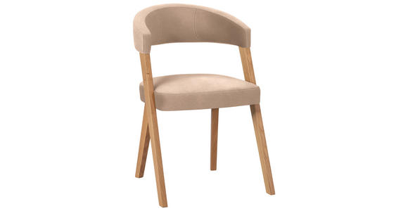 STUHL in Holz, Textil Beige, Wildeiche - Wildeiche/Eichefarben, MODERN, Holz/Textil (56/81/66cm) - Venda