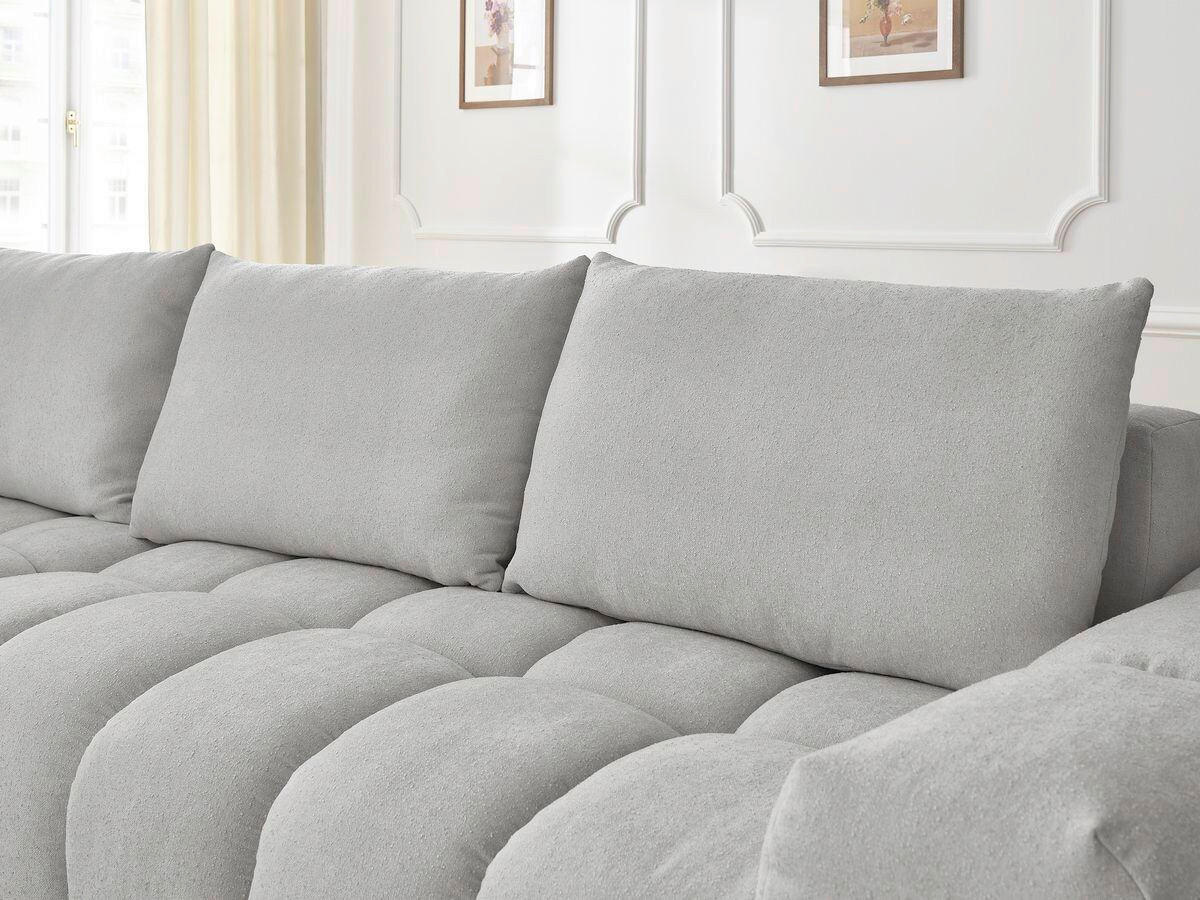 ECKSOFA Ottomane links  EVEREST Hellgrau Struktur  - Hellgrau/Schwarz, MODERN, Kunststoff/Textil (210/352cm)