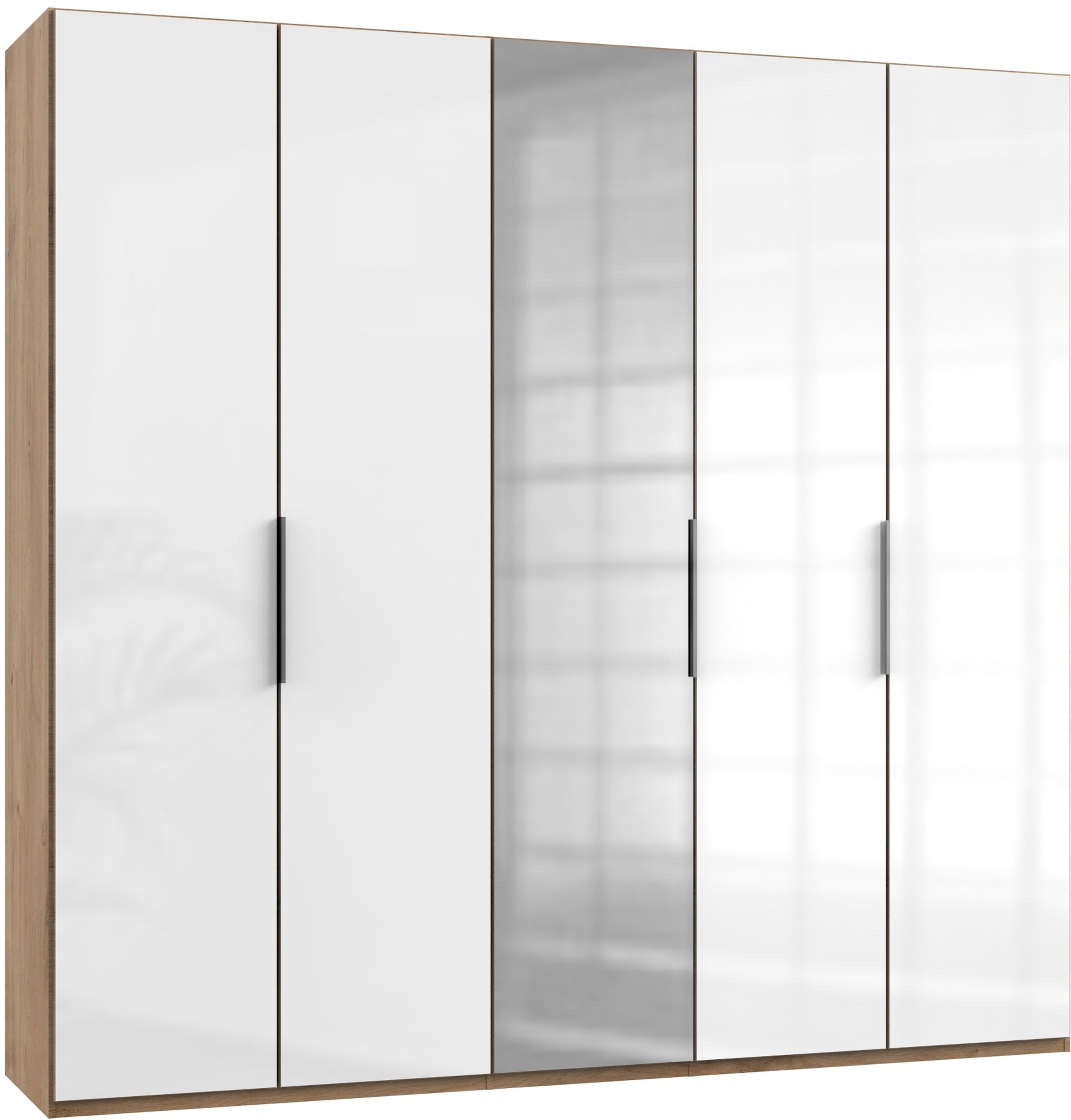 DREHTÜRENSCHRANK in Eichefarben, Weiss  - Chromfarben/Weiss, Modern, Glas/Holzwerkstoff (250/236/58cm) - MID.YOU