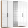 DREHTÜRENSCHRANK in Eichefarben, Weiss  - Chromfarben/Weiss, Modern, Glas/Holzwerkstoff (250/236/58cm) - MID.YOU