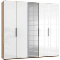 DREHTÜRENSCHRANK in Eichefarben, Weiss  - Chromfarben/Weiss, Modern, Glas/Holzwerkstoff (250/236/58cm) - MID.YOU
