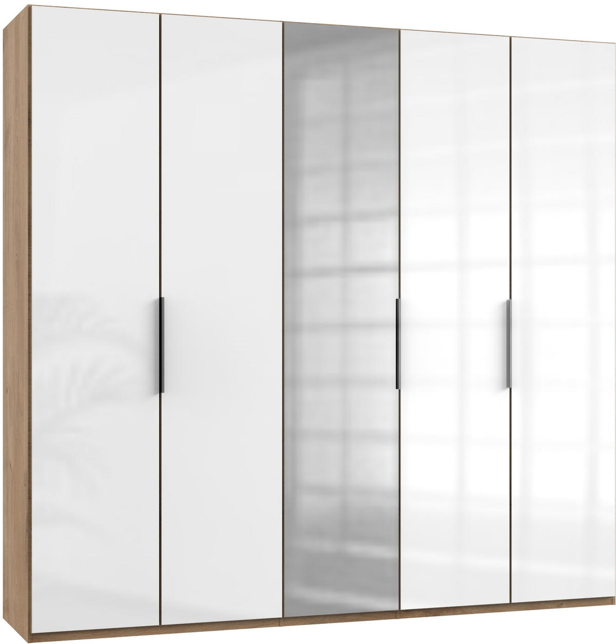 DREHTÜRENSCHRANK in Eichefarben, Weiss  - Chromfarben/Weiss, Modern, Glas/Holzwerkstoff (250/236/58cm) - MID.YOU