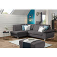ECKSOFA in Flachgewebe Graubraun  186/255 cm  - Graubraun/Silberfarben, KONVENTIONELL, Holz/Textil (186/255cm) - Cantus
