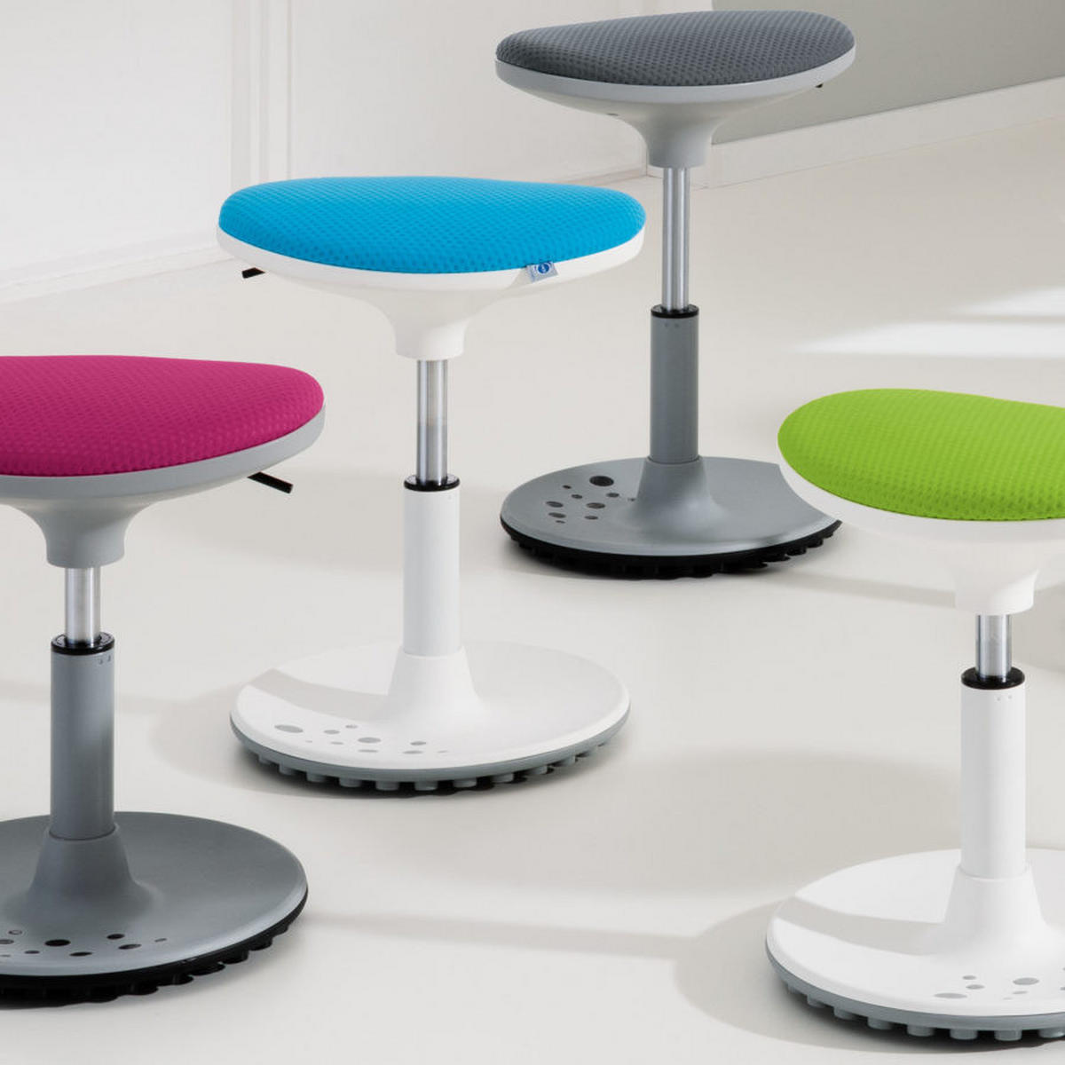 BÜROHOCKER   Grau, Weiss  - Weiss/Grau, Design, Kunststoff/Textil (38/48/27,5cm) - Paidi