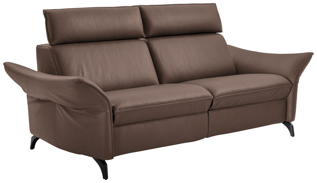 2,5-SITZER in Echtleder Dunkelbraun  - Anthrazit/Dunkelbraun, Design, Leder/Metall (194/94/95cm) - Himolla