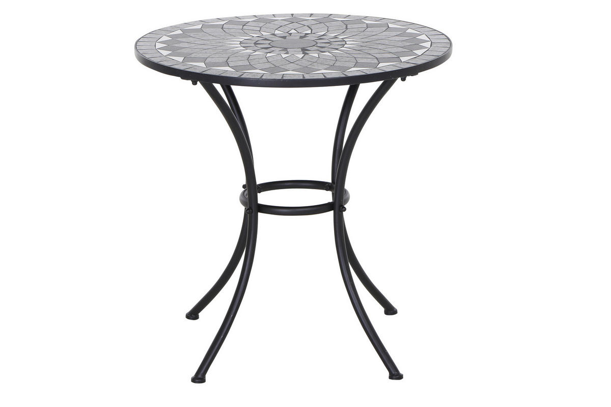 GARTENTISCH Metall, Keramik Schwarz rund  - Schwarz, KONVENTIONELL, Keramik/Metall (60/60/71cm) - Siena Garden