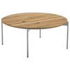 COUCHTISCH Eiche furniert 83/83/42 cm rund Eichefarben, Edelstahlfarben  - Edelstahlfarben/Eichefarben, Design, Holz/Metall (83/83/42cm) - Venjakob