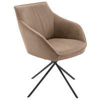 ARMLEHNSTUHL  in Stahl Echtleder naturbelassen  - Beige/Schwarz, Design, Leder/Metall (60/84/67cm) - Koinor