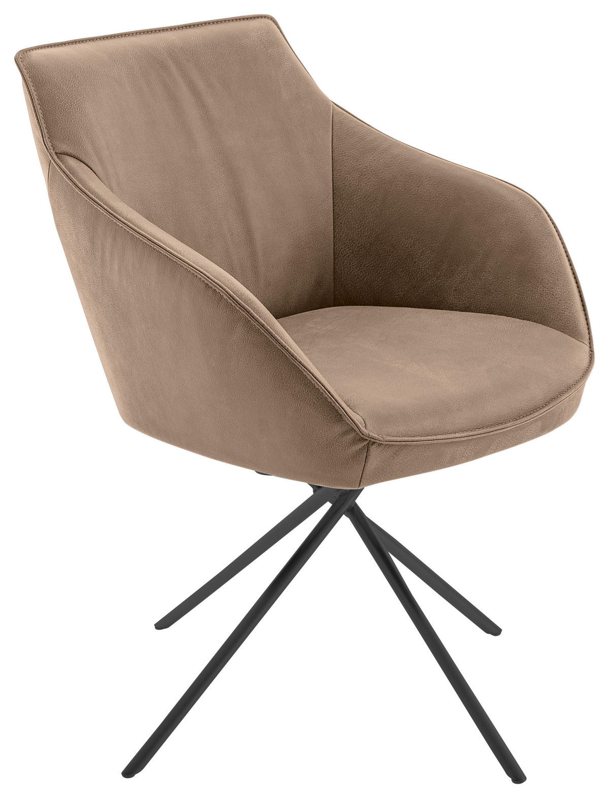 ARMLEHNSTUHL  in Stahl Echtleder naturbelassen  - Beige/Schwarz, Design, Leder/Metall (60/84/67cm) - Koinor