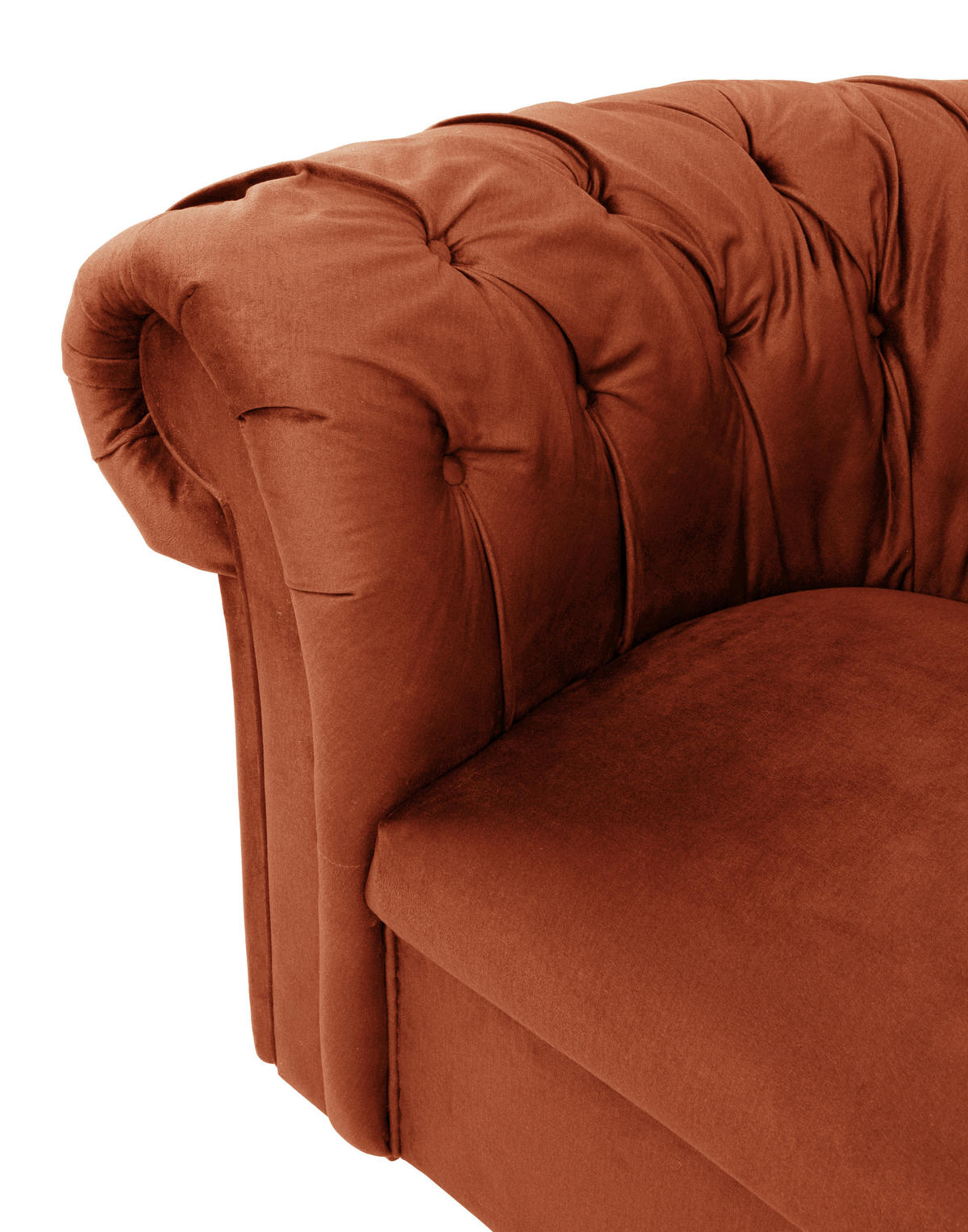 CHESTERFIELD-SESSEL in Velours Rostfarben  - Rostfarben/Schwarz, Design, Holz/Textil (114/78/91cm) - MID.YOU
