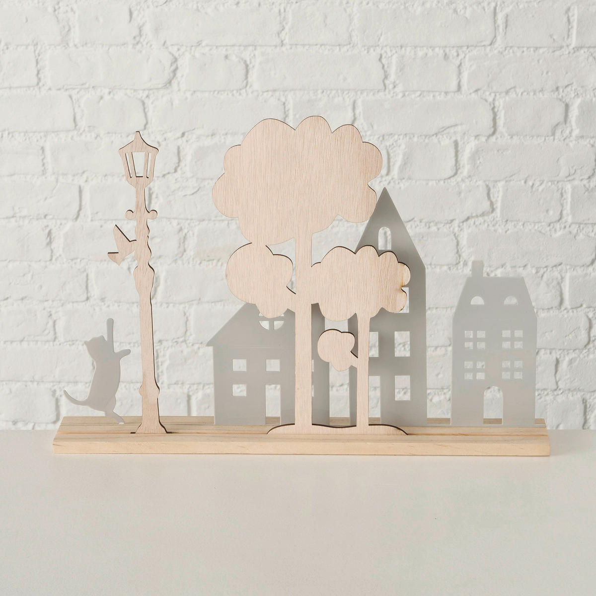 DEKOHAUS - Weiss/Hellgrau, Basics, Holz/Metall (46/7/31cm) - Ambia Home