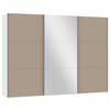 SCHWEBETÜRENSCHRANK  in Weiß, Hellbraun  - Hellbraun/Silberfarben, Design, Glas/Holzwerkstoff (303,1/220/65cm) - Jutzler