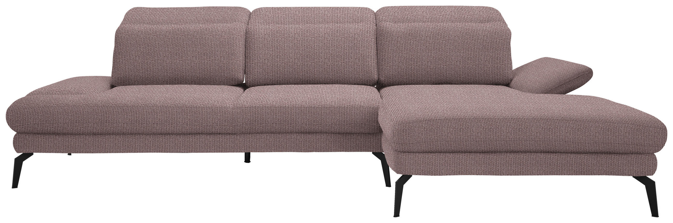 ECKSOFA in Webstoff Altrosa  - Schwarz/Altrosa, Design, Textil/Metall (289/180cm) - Stylife