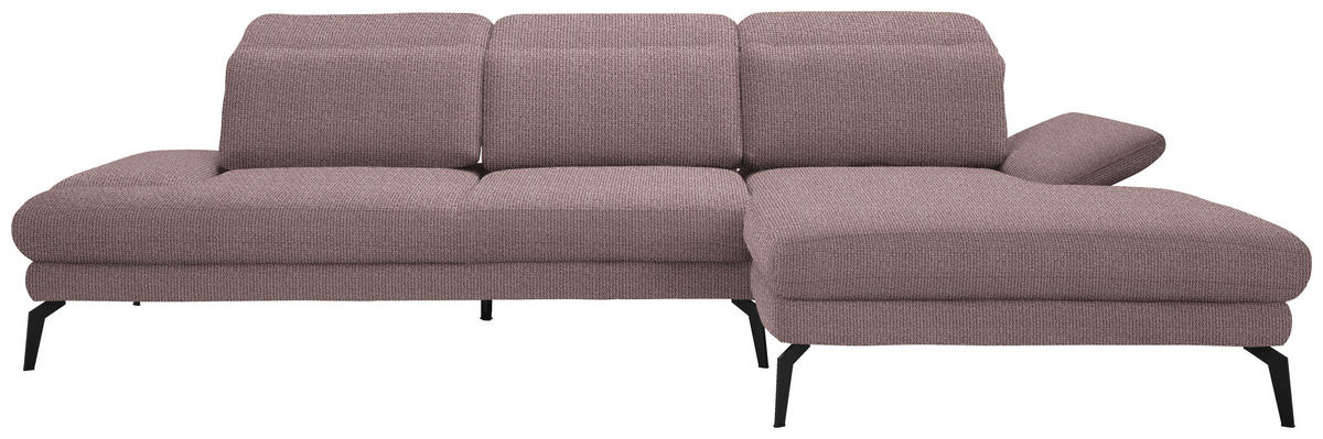 ECKSOFA in Webstoff Altrosa  289/180 cm  - Schwarz/Altrosa, Design, Textil/Metall (289/180cm) - Stylife