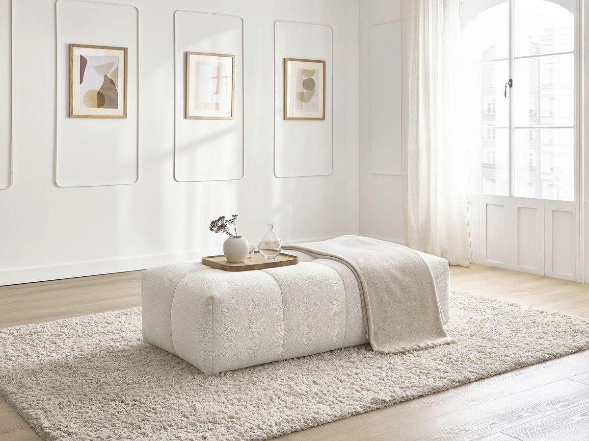 HOCKER EVEREST Flachgewebe Weiß  - Schwarz/Weiß, MODERN, Kunststoff/Textil (166/100/40cm)