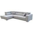 ECKSOFA in Chenille Hellgrau  - Chromfarben/Hellgrau, Design, Textil (207/301cm) - Xora