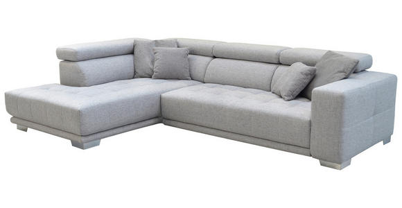 ECKSOFA in Chenille Hellgrau  - Chromfarben/Hellgrau, Design, Textil (207/301cm) - Xora