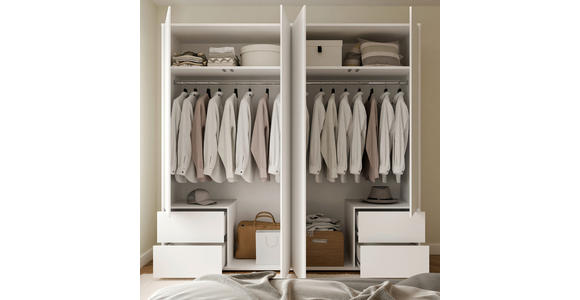 DREHTÜRENSCHRANK 224/214/60 cm,  in Weiß, 4-türig  - Weiß, Trend, Holzwerkstoff (224/214/60cm) - Carryhome