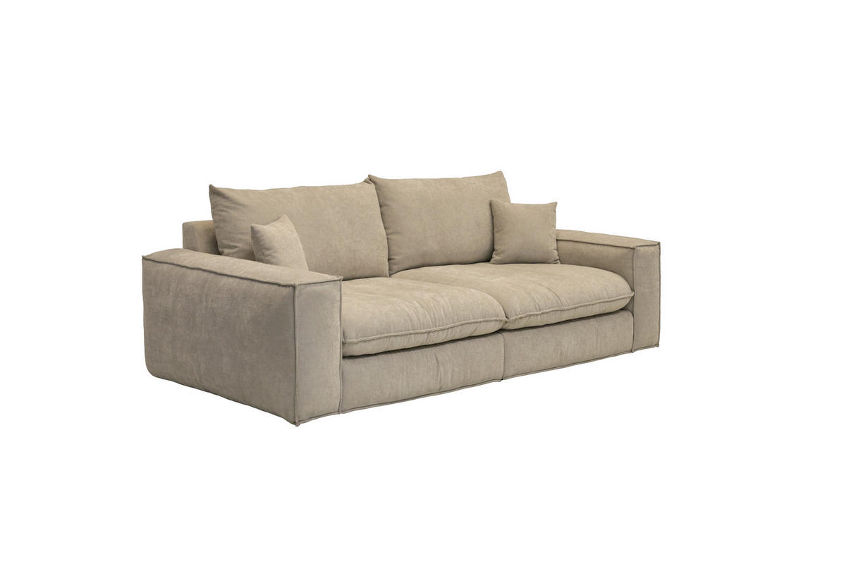 BIGSOFA Chenille Greige  - Greige/Schwarz, MODERN, Kunststoff/Textil (255/76/117cm) - Milino