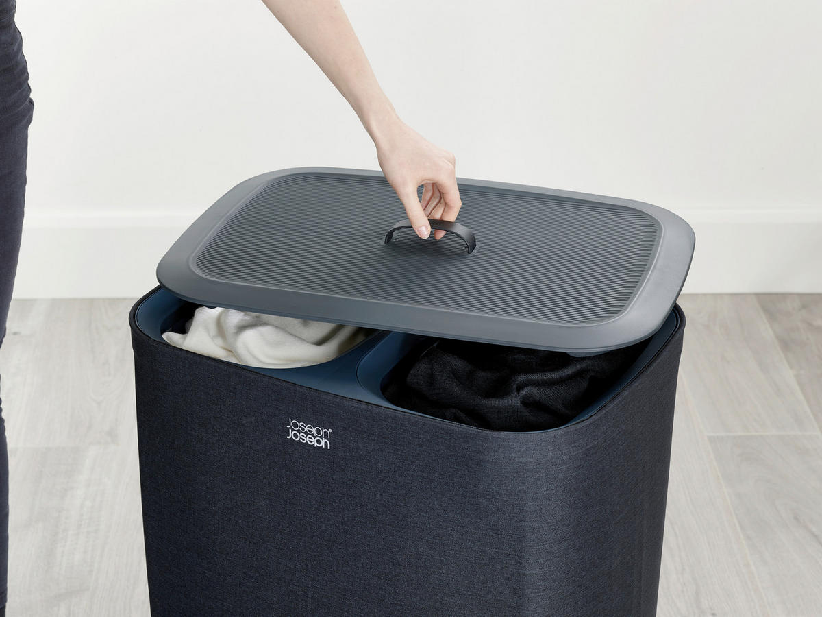 KOŠ ZA PERILO - črna, Basics, umetna masa/tekstil (56/71/39,5cm) - Joseph Joseph