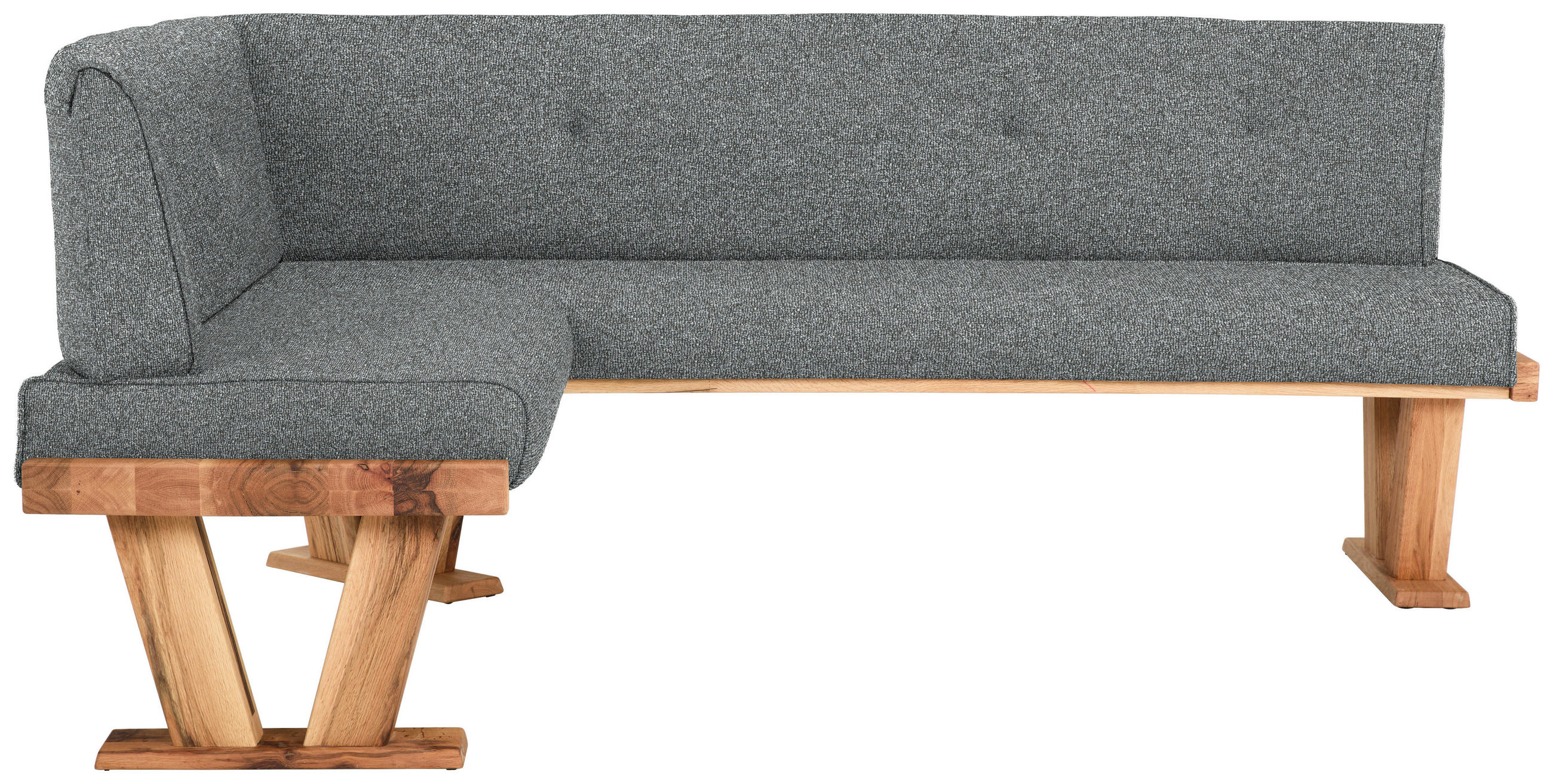 ECKBANK Holz, Textil Dunkelgrau  - Eichefarben/Dunkelgrau, Natur, Holz/Textil (155/205cm) - Moderano