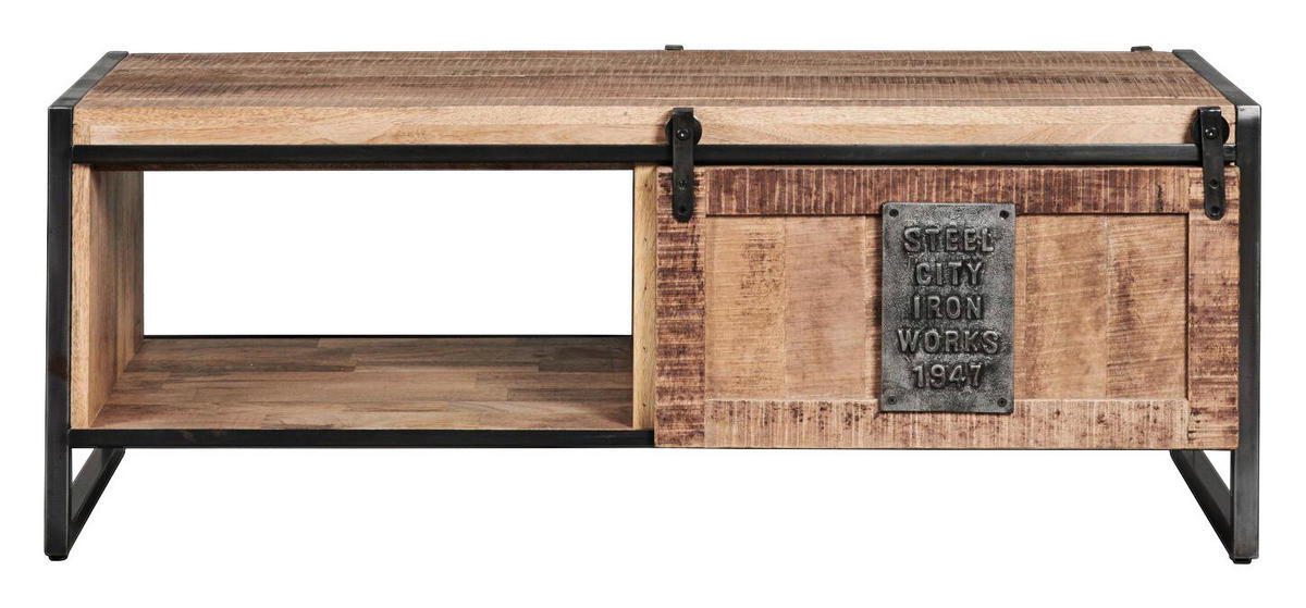 COUCHTISCH Rustic Getaway Mangoholz massiv 120/60/45 cm rechteckig Anthrazit, Naturfarben  - Anthrazit/Naturfarben, Basics, Holz/Metall (120/60/45cm) - Livetastic