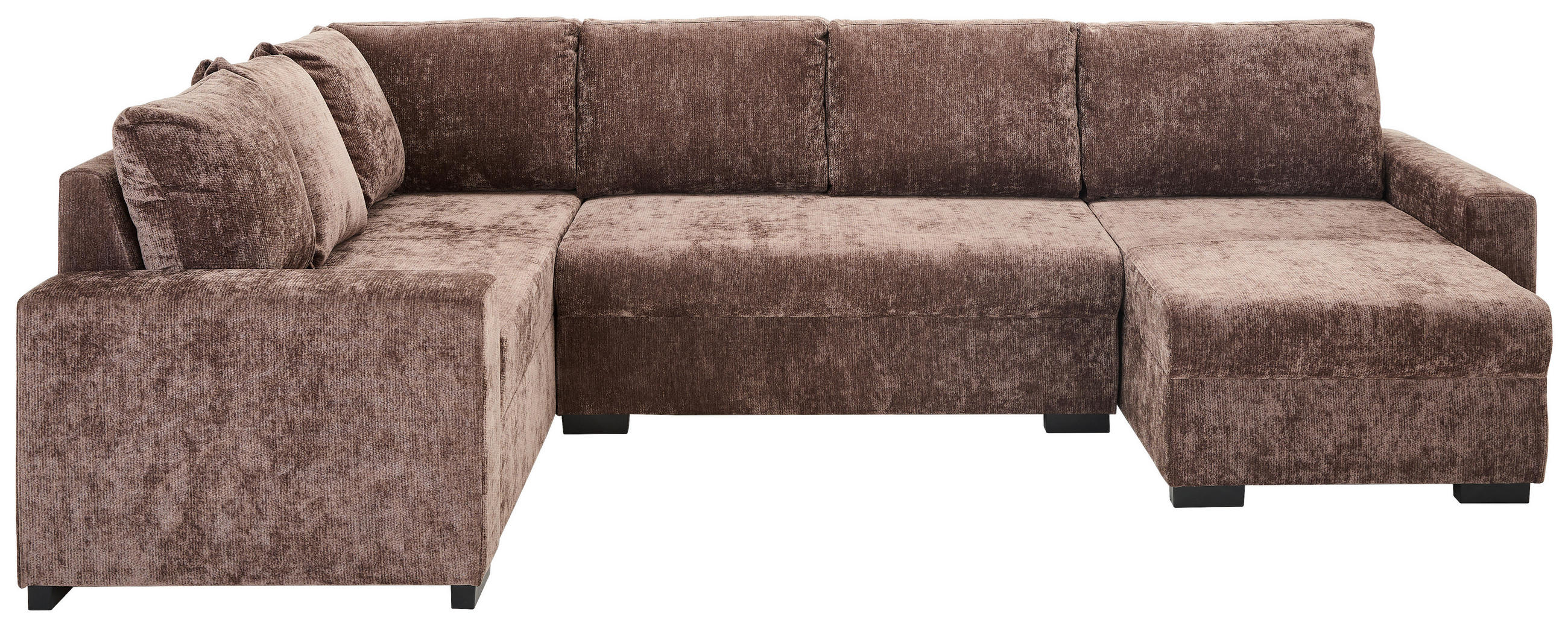 WOHNLANDSCHAFT Dunkelbraun Chenille  - Dunkelbraun/Schwarz, KONVENTIONELL, Kunststoff/Textil (183/311/140cm) - Ti'me