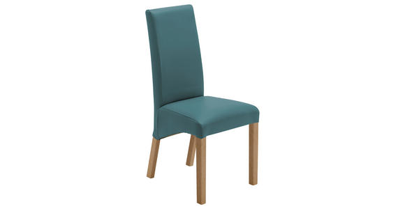 STUHL Lederlook Buchefarben, Petrol - Buchefarben/Petrol, KONVENTIONELL, Holz/Textil (47/102/57cm) - Carryhome