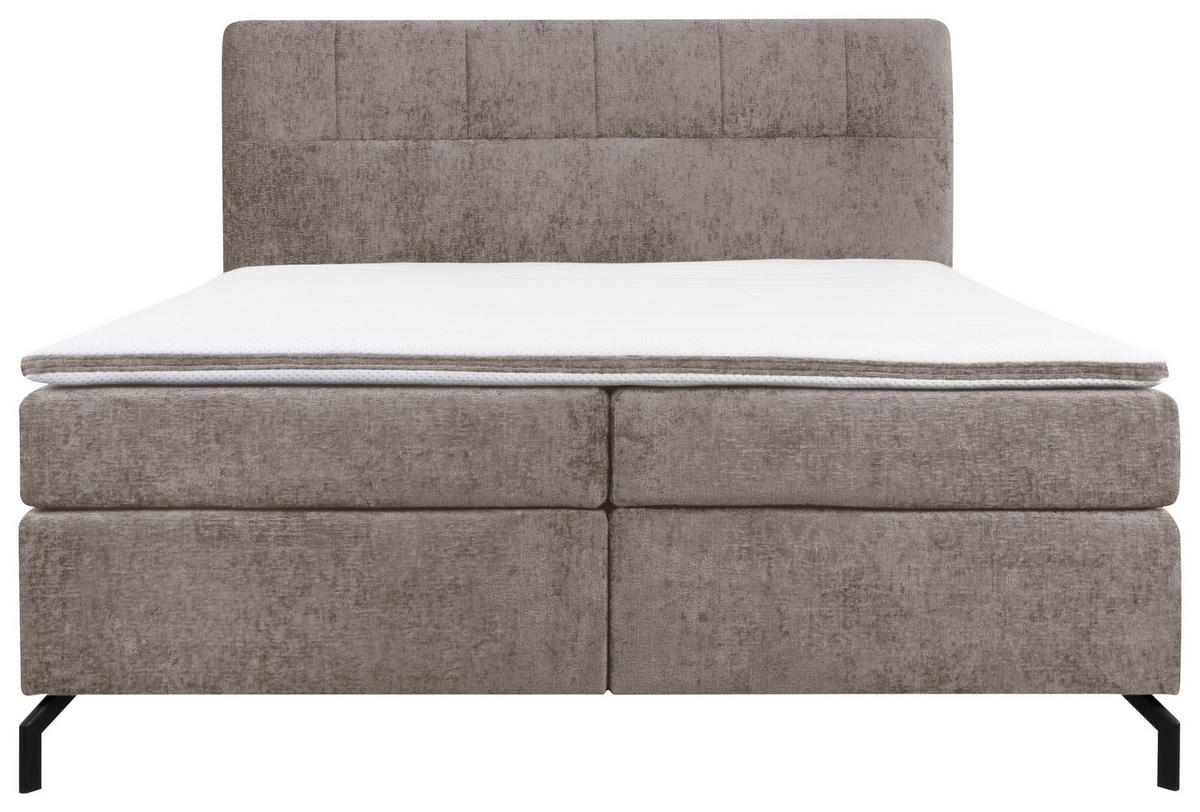 BOXSPRINGBETT 160/200 cm  in Hellbraun  - Hellbraun/Schwarz, Design, Textil/Metall (160/200cm) - Esposa