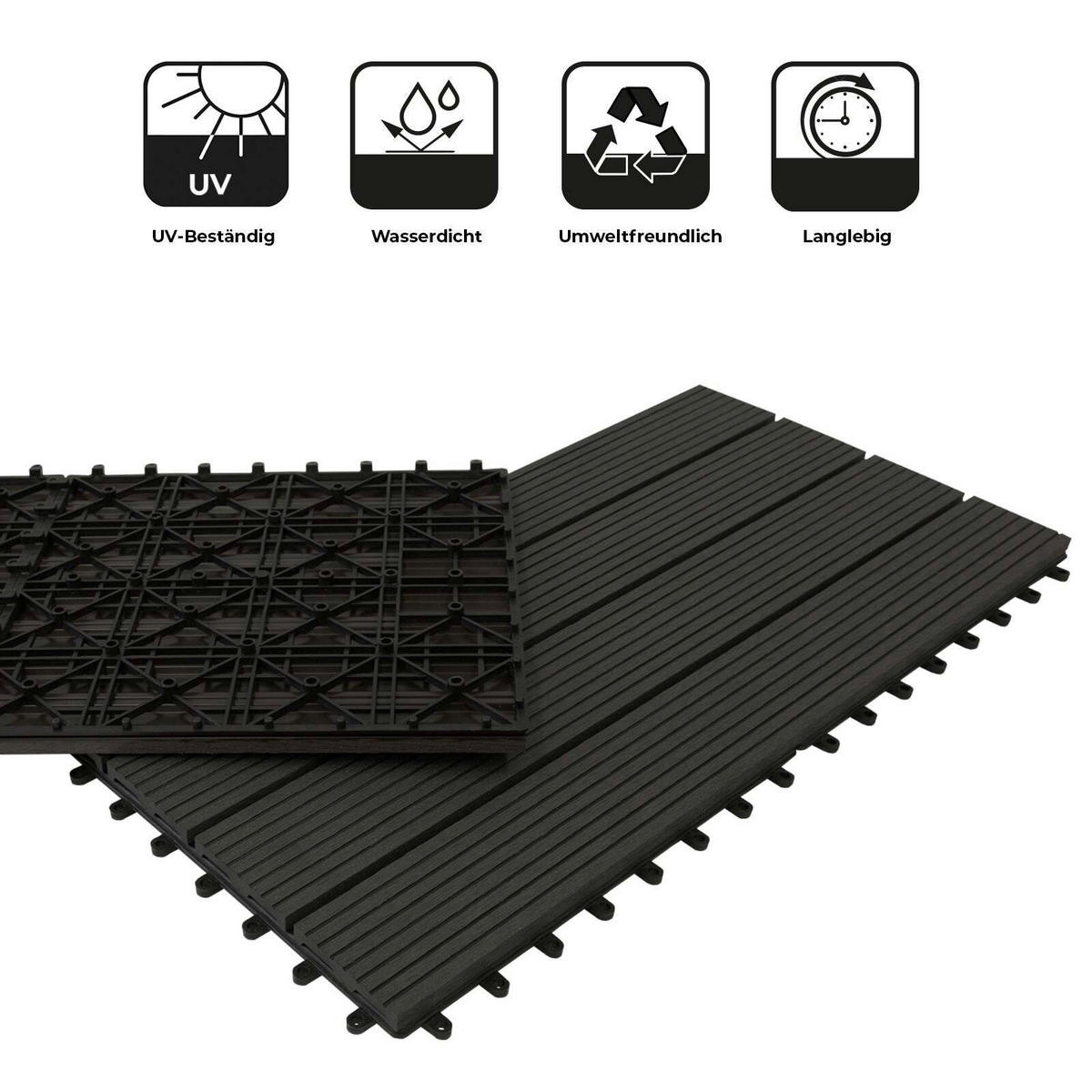 TERRASSENFLIESE Anthrazit  - Anthrazit, MODERN, Holzwerkstoff (30/60cm) - Floordirekt