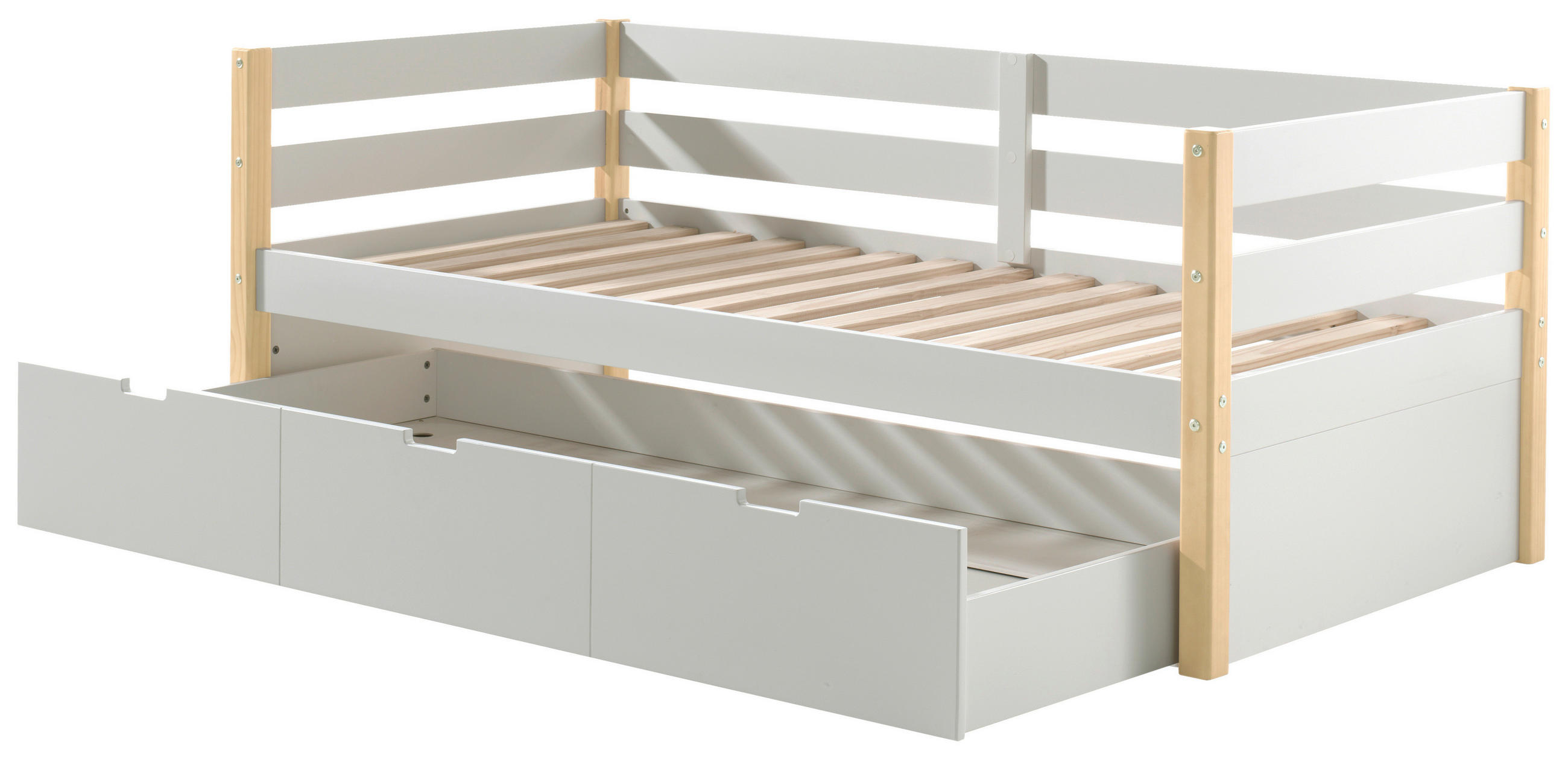 AUSZIEHBETT 90/200 cm  in Weiß, Kieferfarben  - Weiß/Kieferfarben, MODERN, Holz/Holzwerkstoff (90/200cm) - MID.YOU