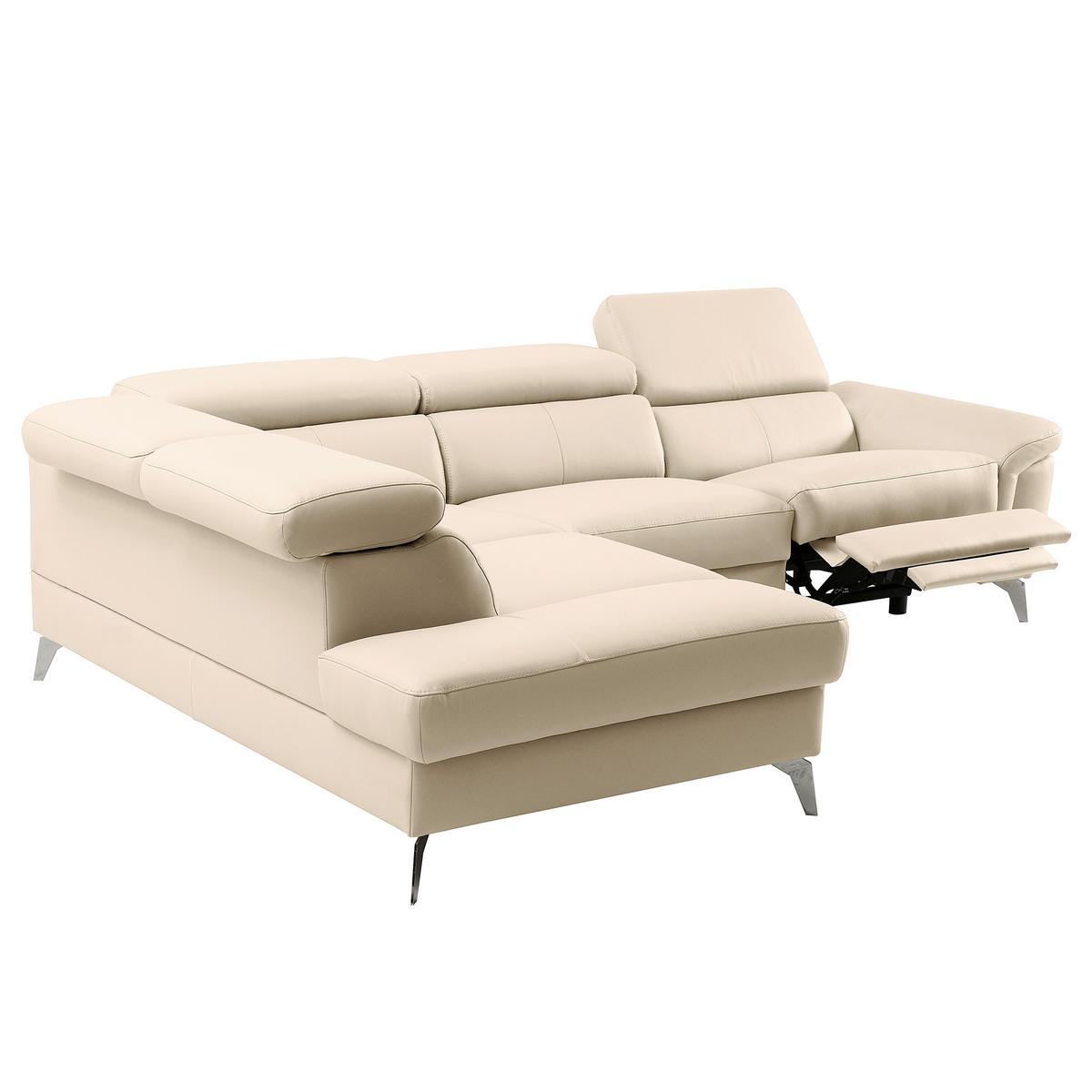 ECKSOFA  in Lederlook Echtleder Grau  210/265 cm  - Chromfarben/Grau, Design, Leder/Textil (210/265cm) - Livetastic