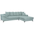 ECKSOFA Blaugrau Cord Rückenkissen, Armlehnenkissen, Rücken echt  - Blaugrau/Schwarz, KONVENTIONELL, Textil/Metall (332/231cm) - Carryhome
