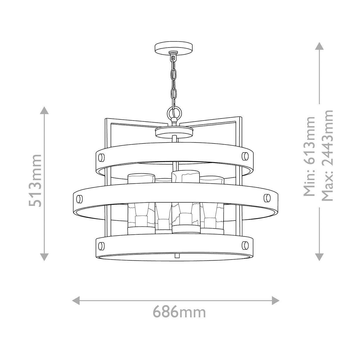KRONLEUCHTER Sawyer 61,3/68,6/68,6 cm  - Bronzefarben, KONVENTIONELL, Glas/Metall (61,3/68,6/68,6cm) - Elstead Lighting