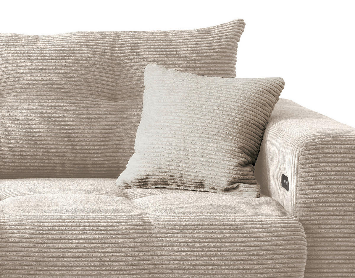ECKSOFA in Cord Beige  - Beige/Schwarz, Modern, Holz/Textil (177/246cm) - MID.YOU