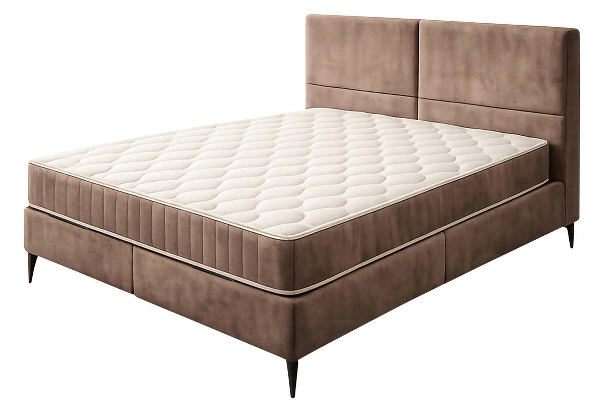 POSTELJA Z VZMETNICO   x  , les, kovina rjava  - bela/bež, Moderno, kovina/leseni material (180/200cm) - Hom`in